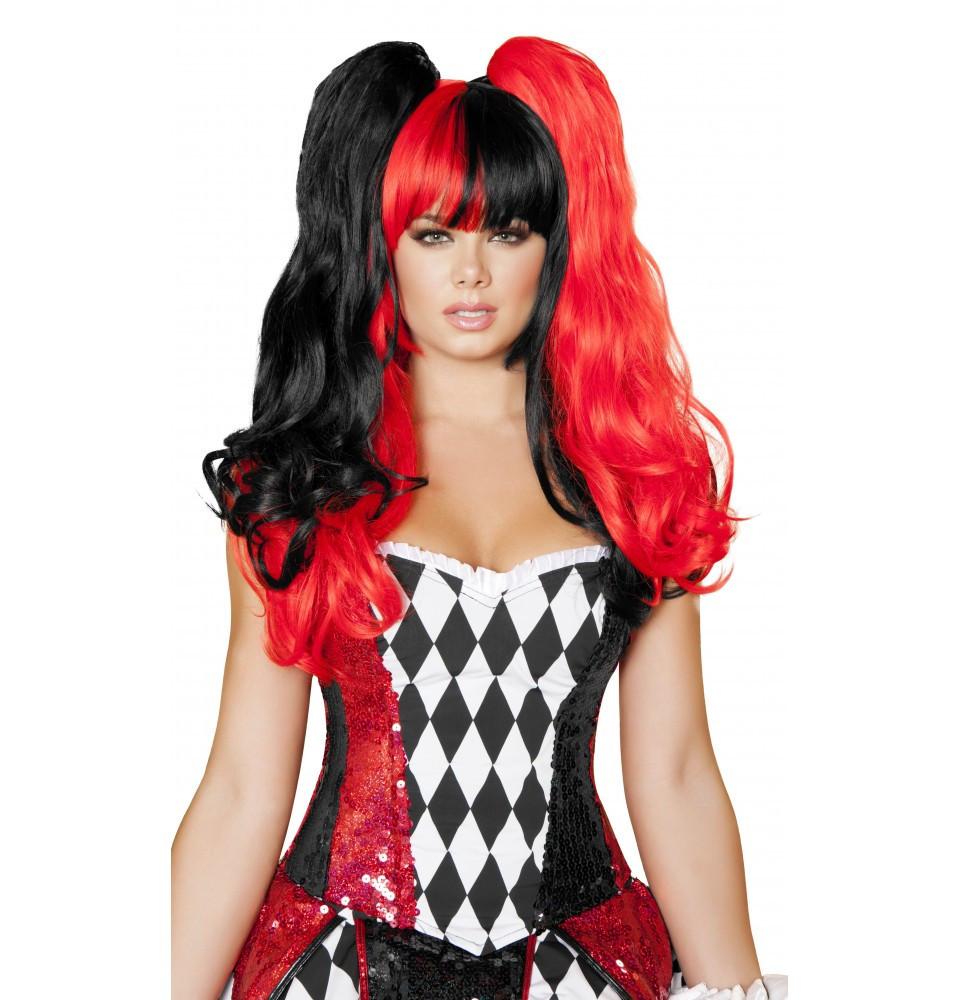Black and red two-tone wig